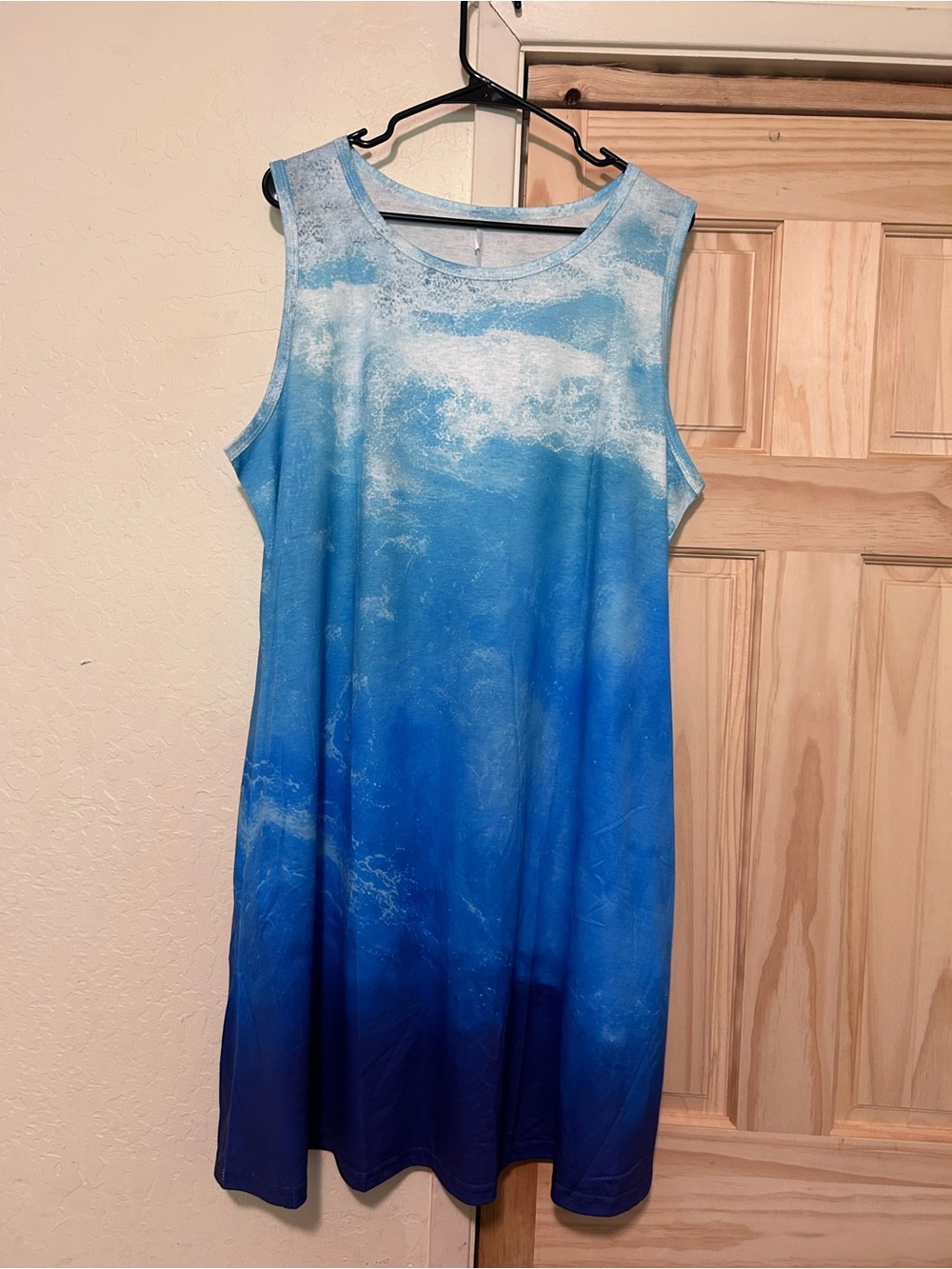 Sleeveless Blue Ombre Mini Dress
